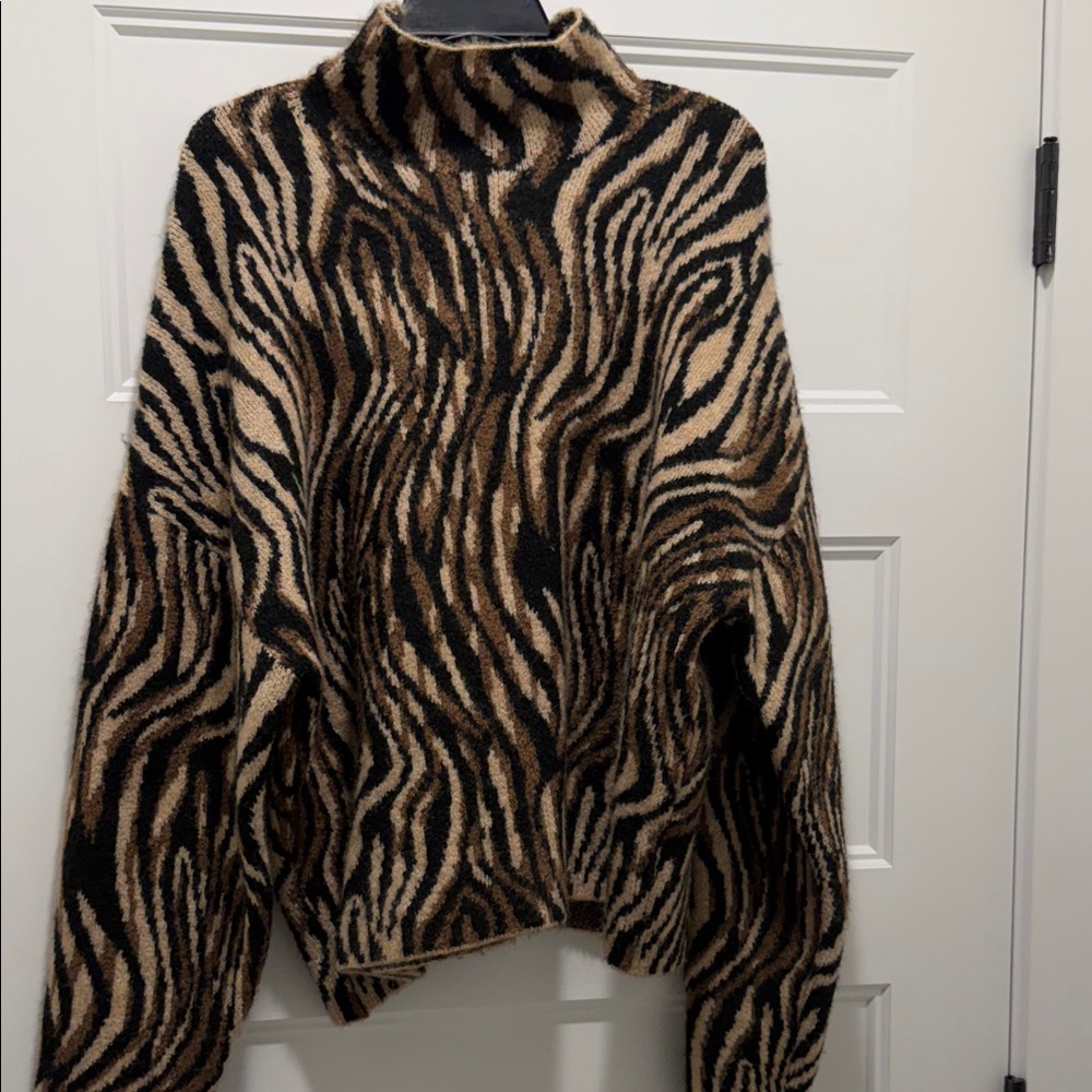 Zara Zebra Print Turtleneck Sweater